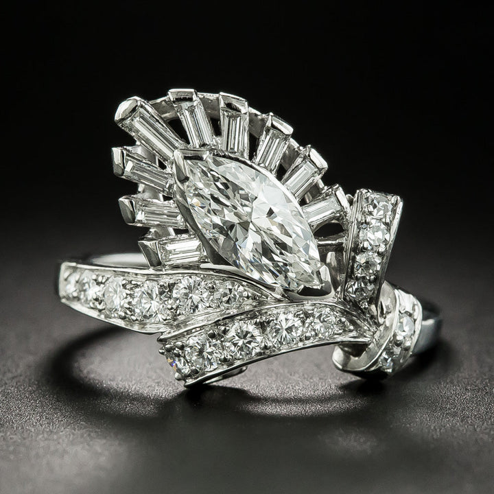 Mid-Century .80 Carat Marquise Diamond Ring