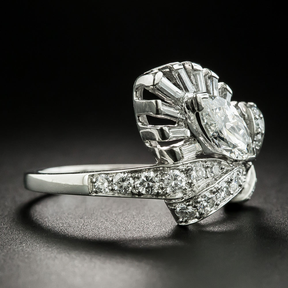 Mid-Century .80 Carat Marquise Diamond Ring - 2