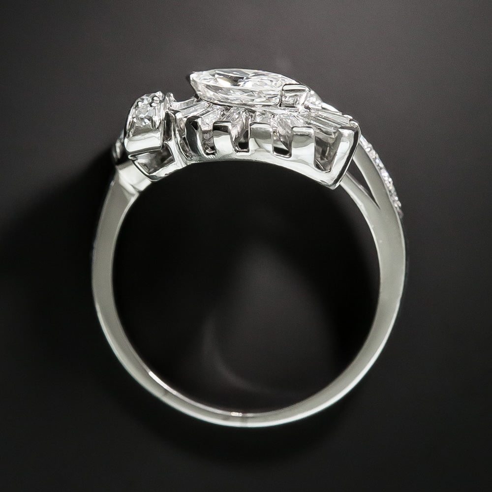 Mid-Century .80 Carat Marquise Diamond Ring - 5