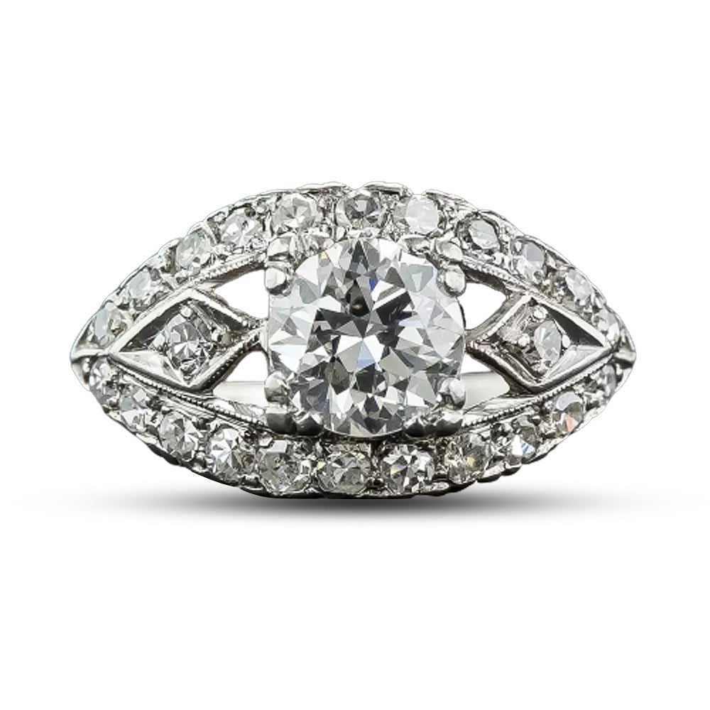Mid-Century .93 Carat Diamond Ring - GIA G SI2 - 10