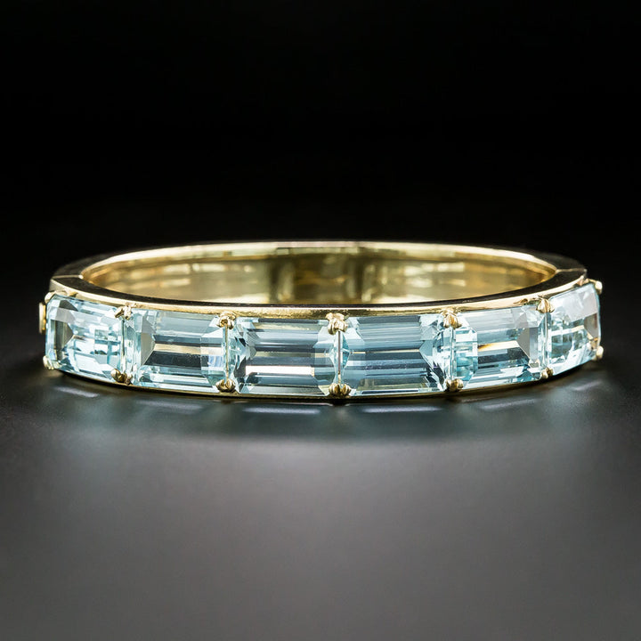 Mid-Century Aquamarine Bangle Bracelet