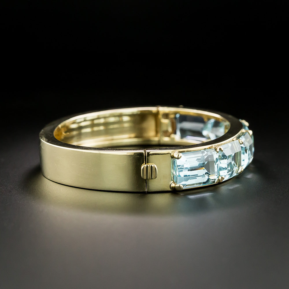 Mid-Century Aquamarine Bangle Bracelet - 4