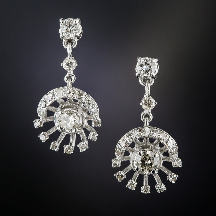 Mid-Century 'Atomic' Diamond Dangle Earrings