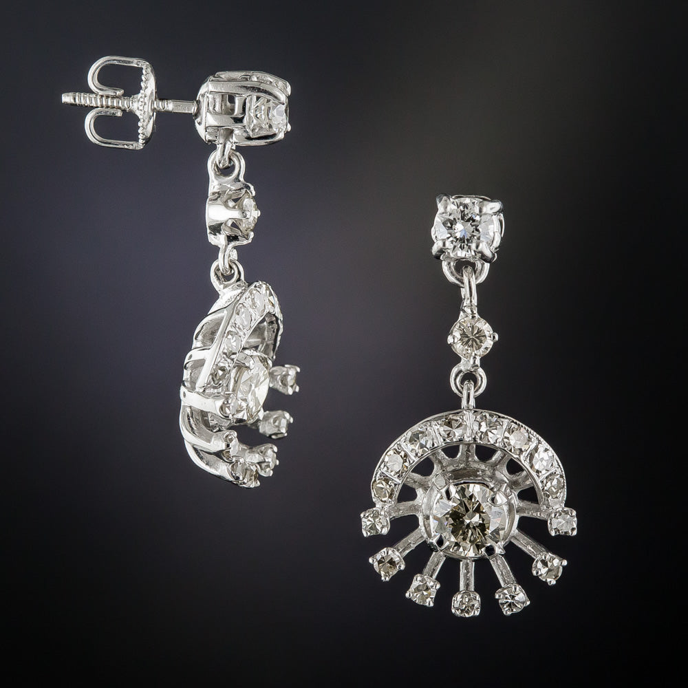 Mid-Century 'Atomic' Diamond Dangle Earrings  - 2