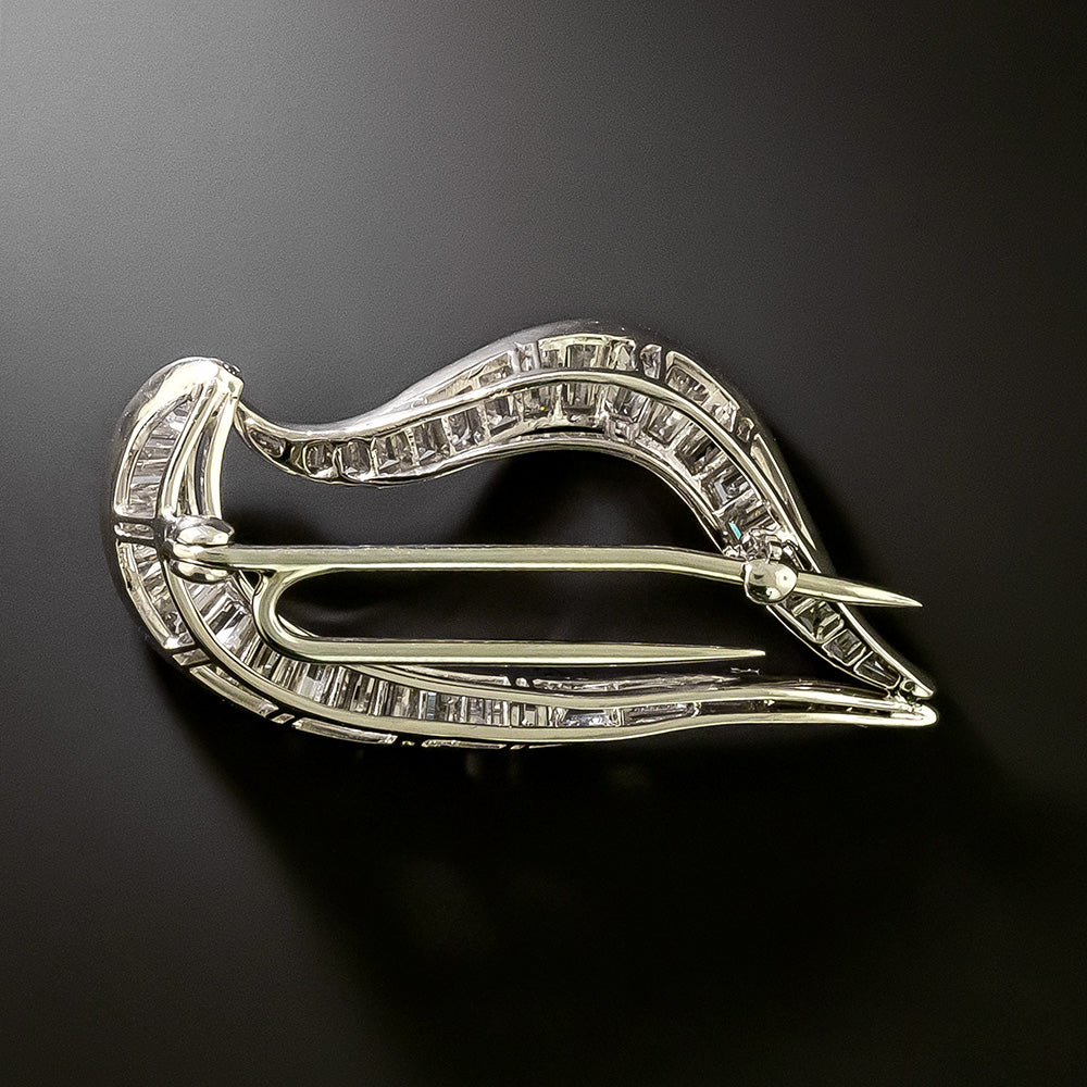 Mid-Century Baguette Diamond Brooch - 3