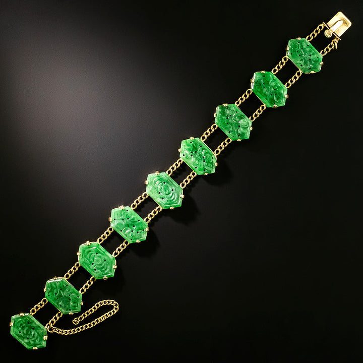 Mid-Century Carved Jade Bracelet