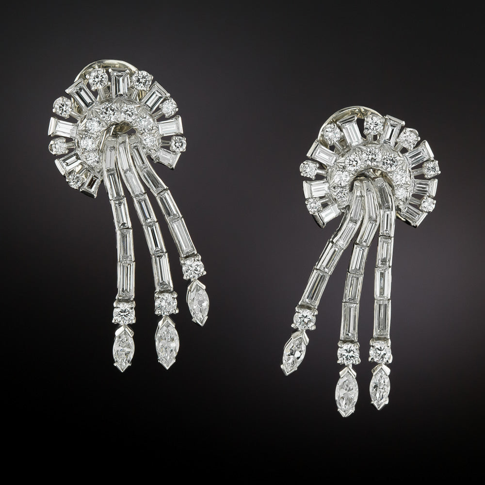 Mid-Century Cascading Diamond Drop Earrings - 1