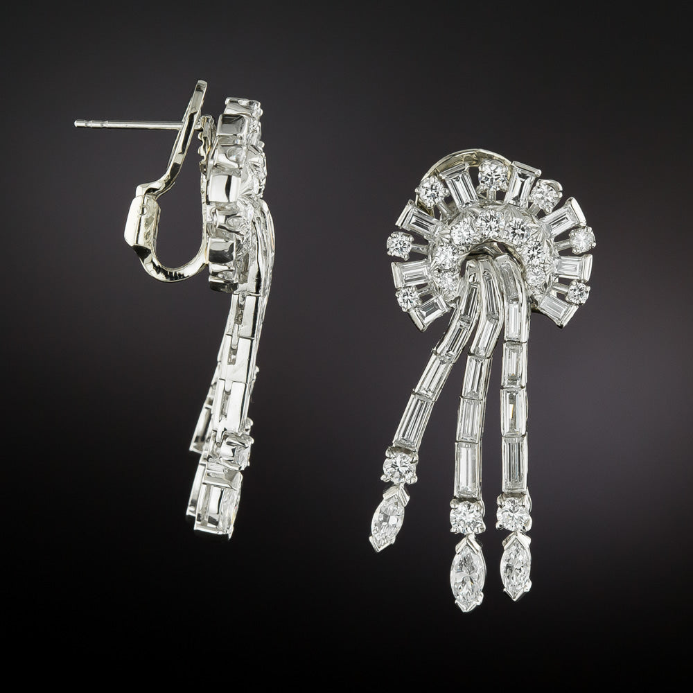 Mid-Century Cascading Diamond Drop Earrings - 2