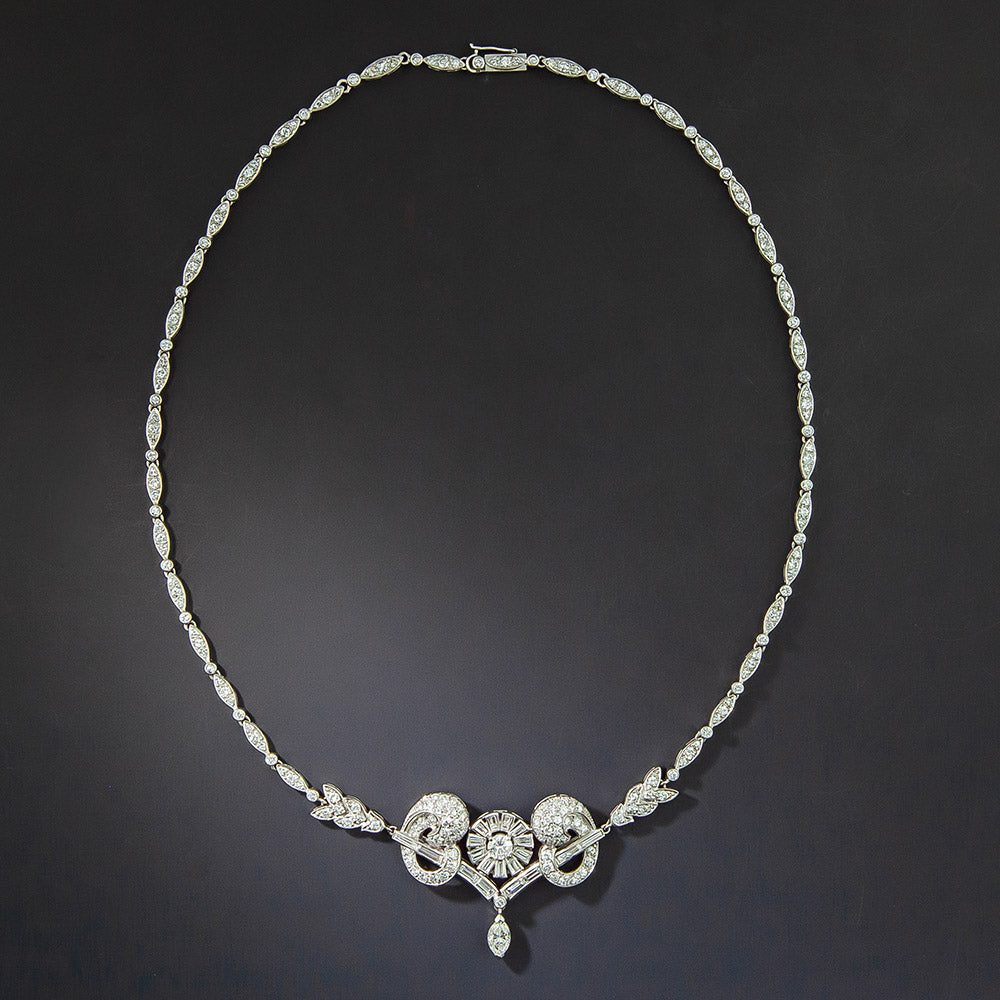Mid-Century Baguette and Round Diamond Necklace - 1