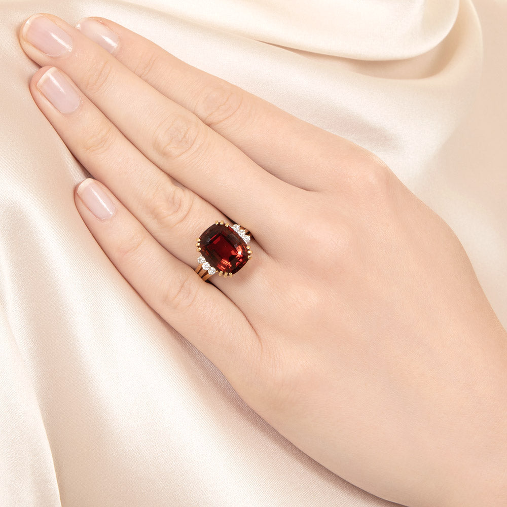 Mid-Century Citrine and Diamond Ring - 3