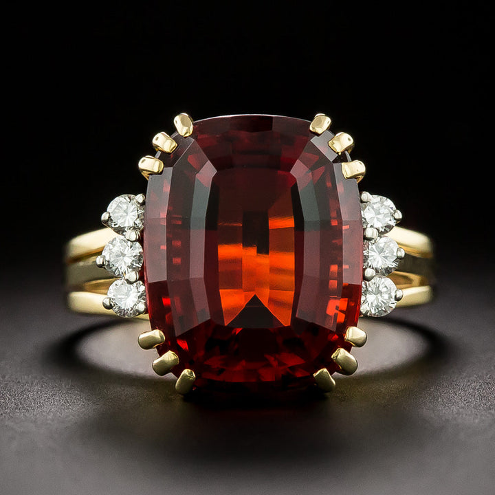 Mid-Century Citrine and Diamond Ring