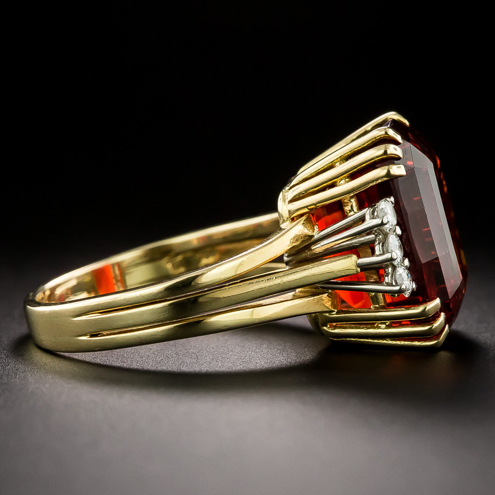 Mid-Century Citrine and Diamond Ring - 3