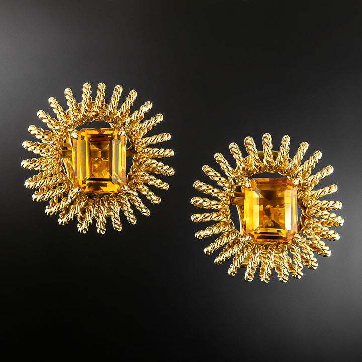 Mid-Century Citrine Earrings by Marianne Ostier