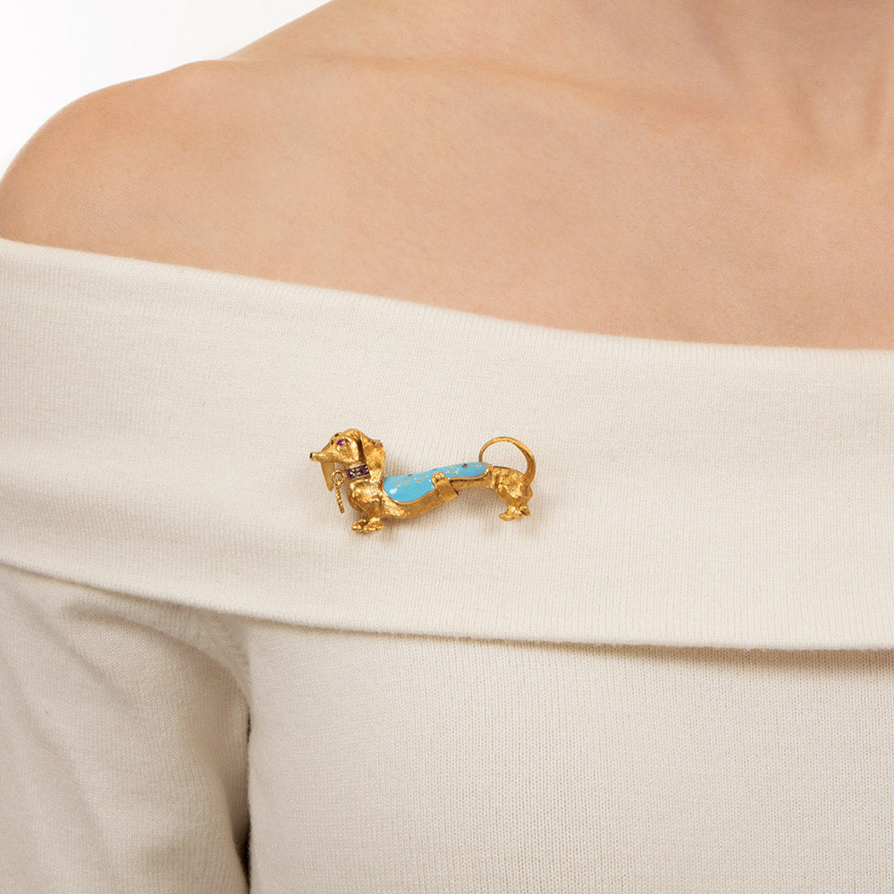 Mid-Century Dachshund Brooch - 4