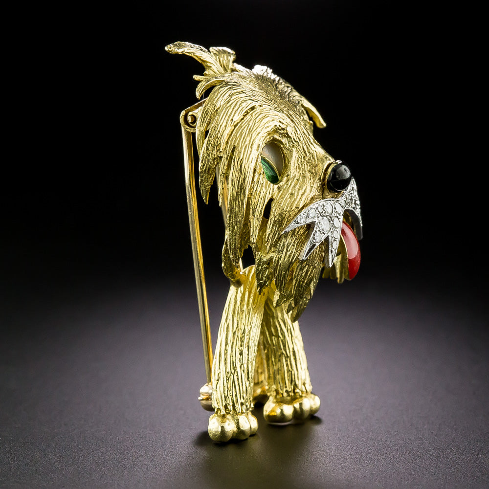 Mid-Century Diamond And Enamel Doggy Brooch - 3