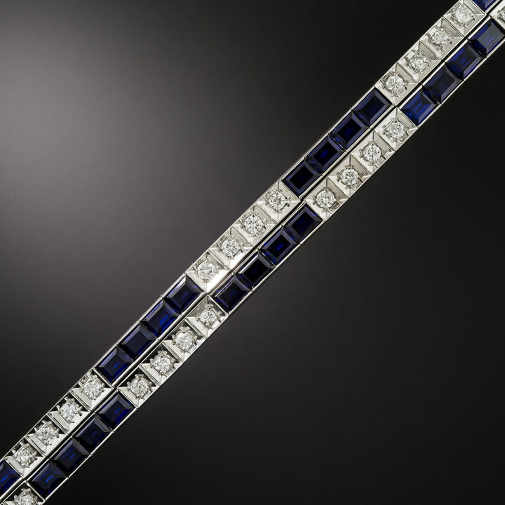 Mid-Century Diamond and Sapphire* Line Bracelet