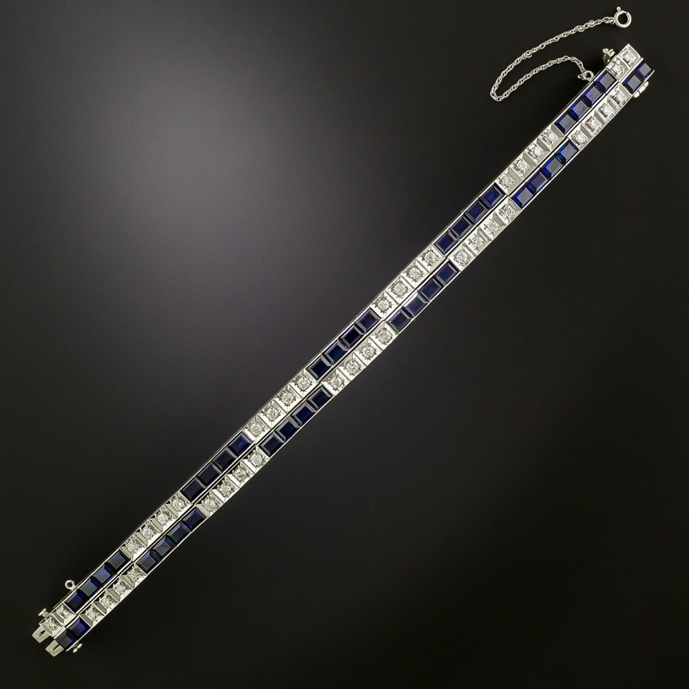 Mid-Century Diamond and Sapphire* Line Bracelet - 4
