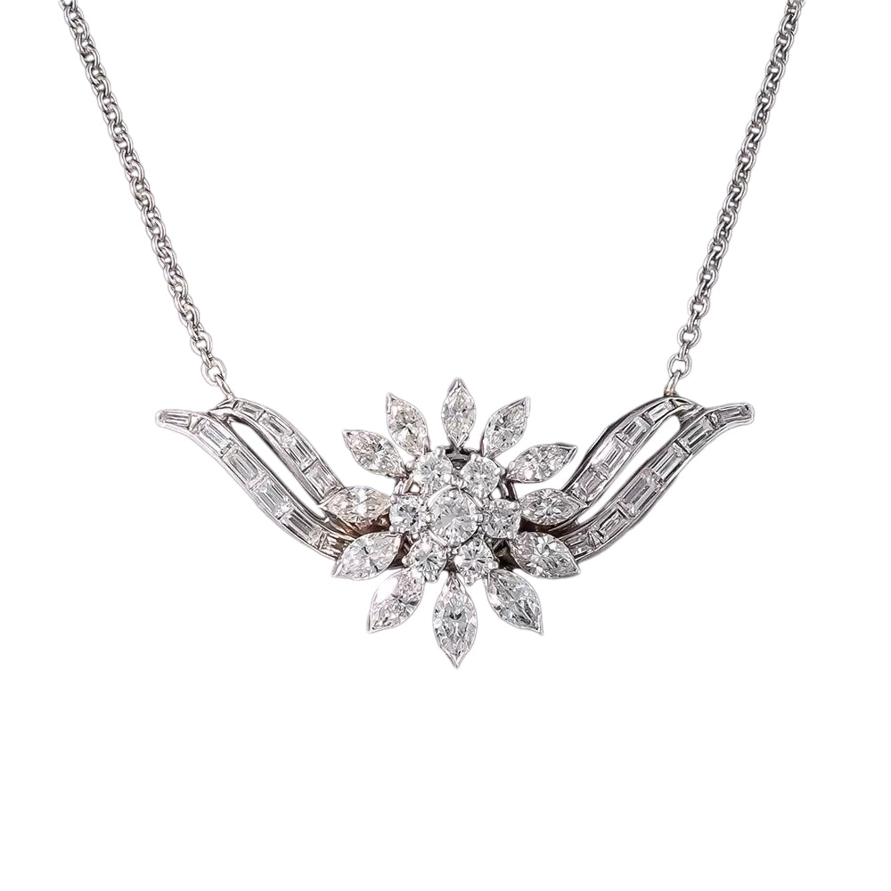 Mid-Century Diamond Cluster Necklace - 2