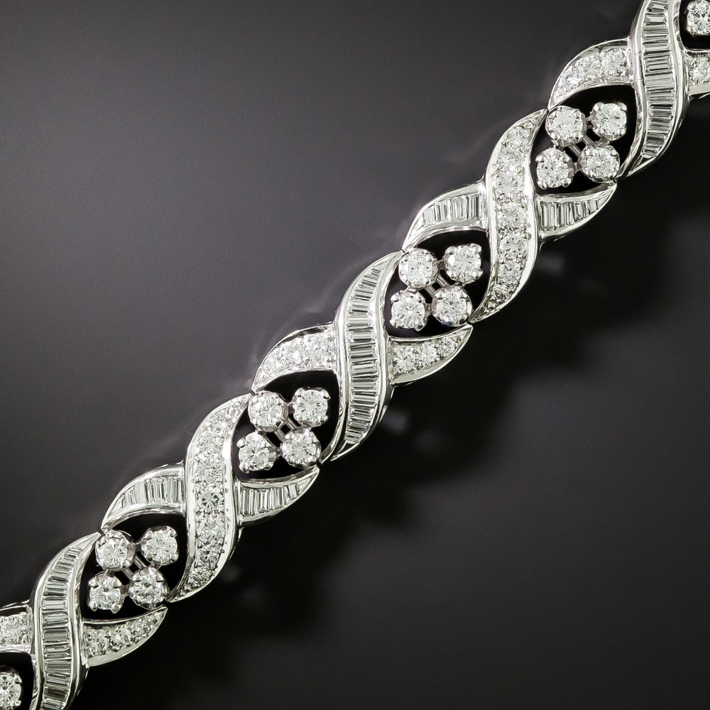 Mid-Century Diamond Crisscross Ribbon Bracelet - 3