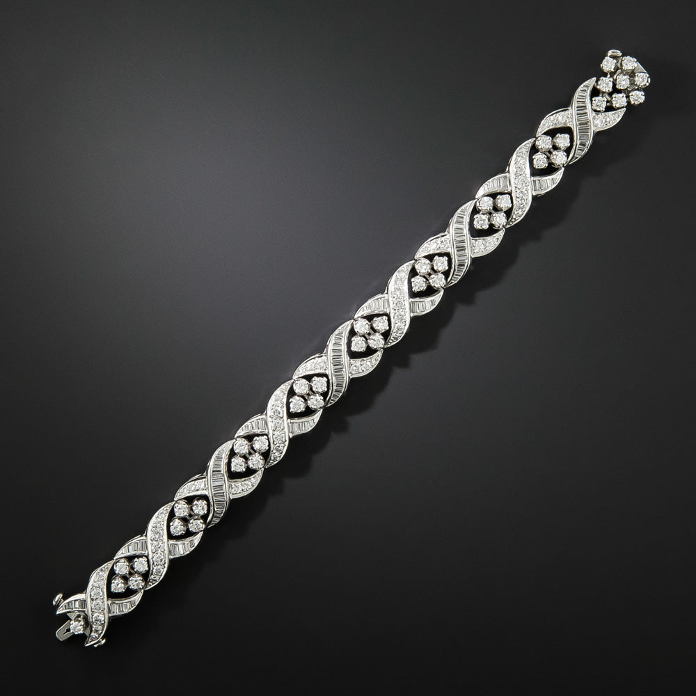 Mid-Century Diamond Crisscross Ribbon Bracelet - 4