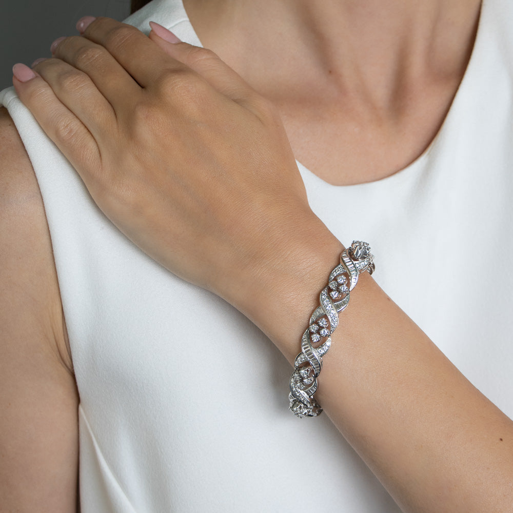 Mid-Century Diamond Crisscross Ribbon Bracelet - 5