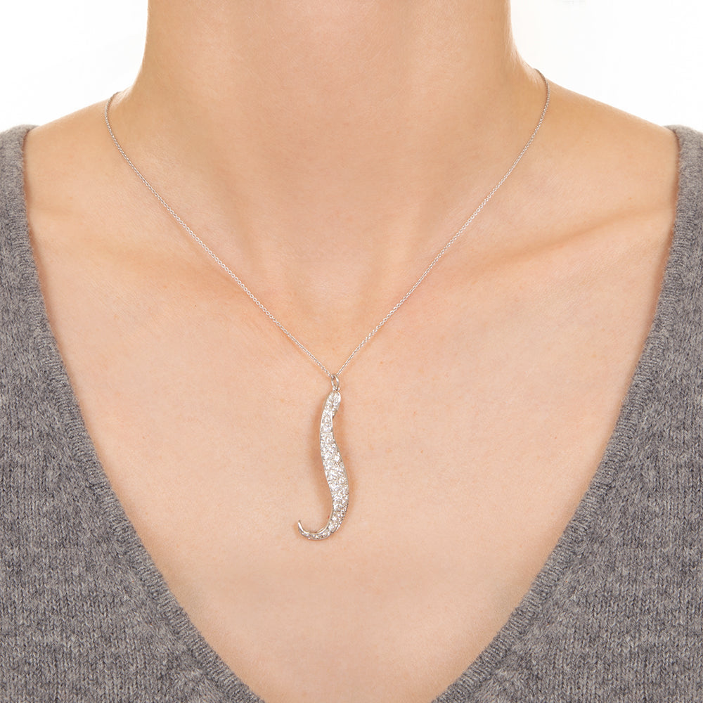 Mid-Century Diamond Curlicue Pendant - 3