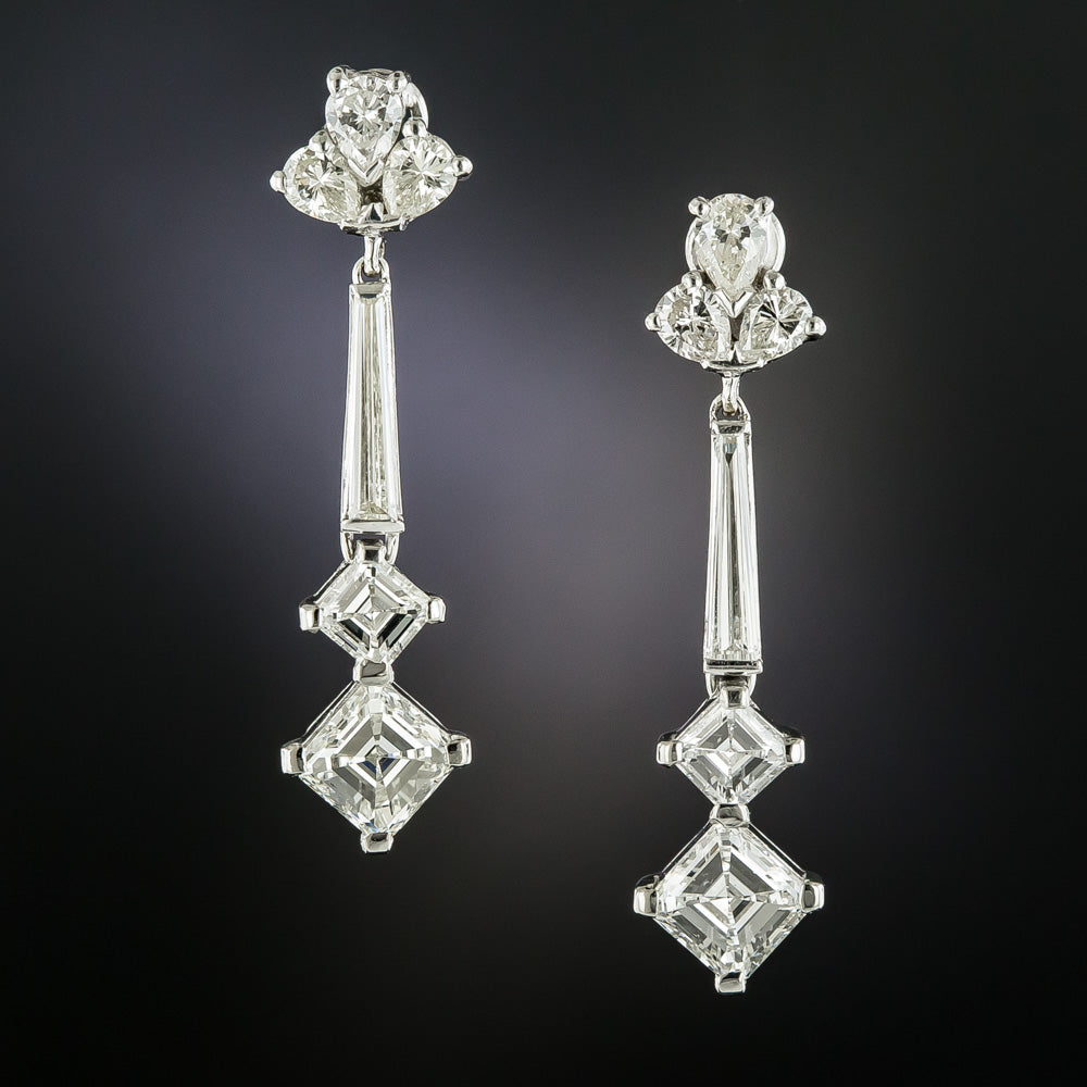 Mid-Century Diamond Dangle Earrings - GIA - 1