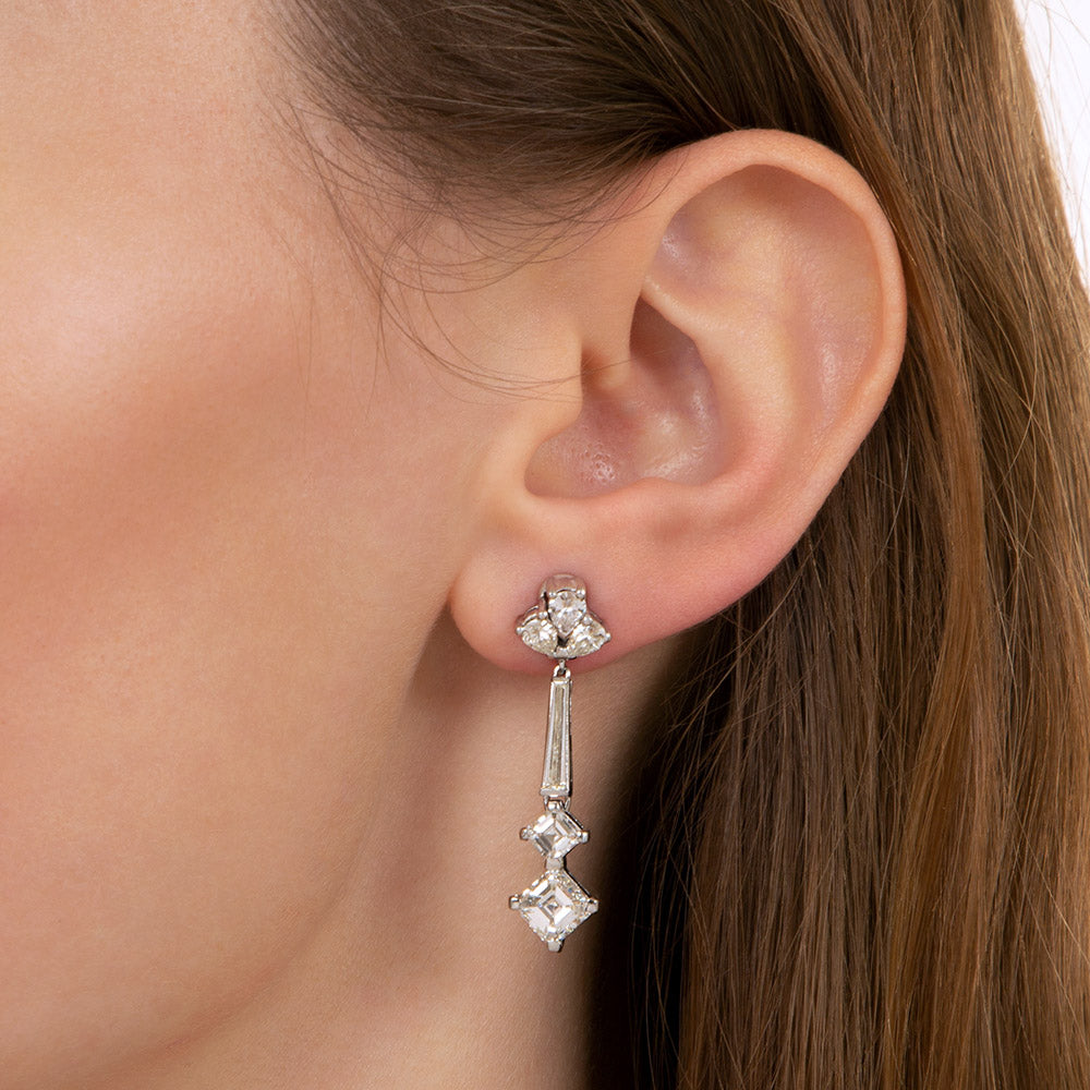 Mid-Century Diamond Dangle Earrings - GIA - 4