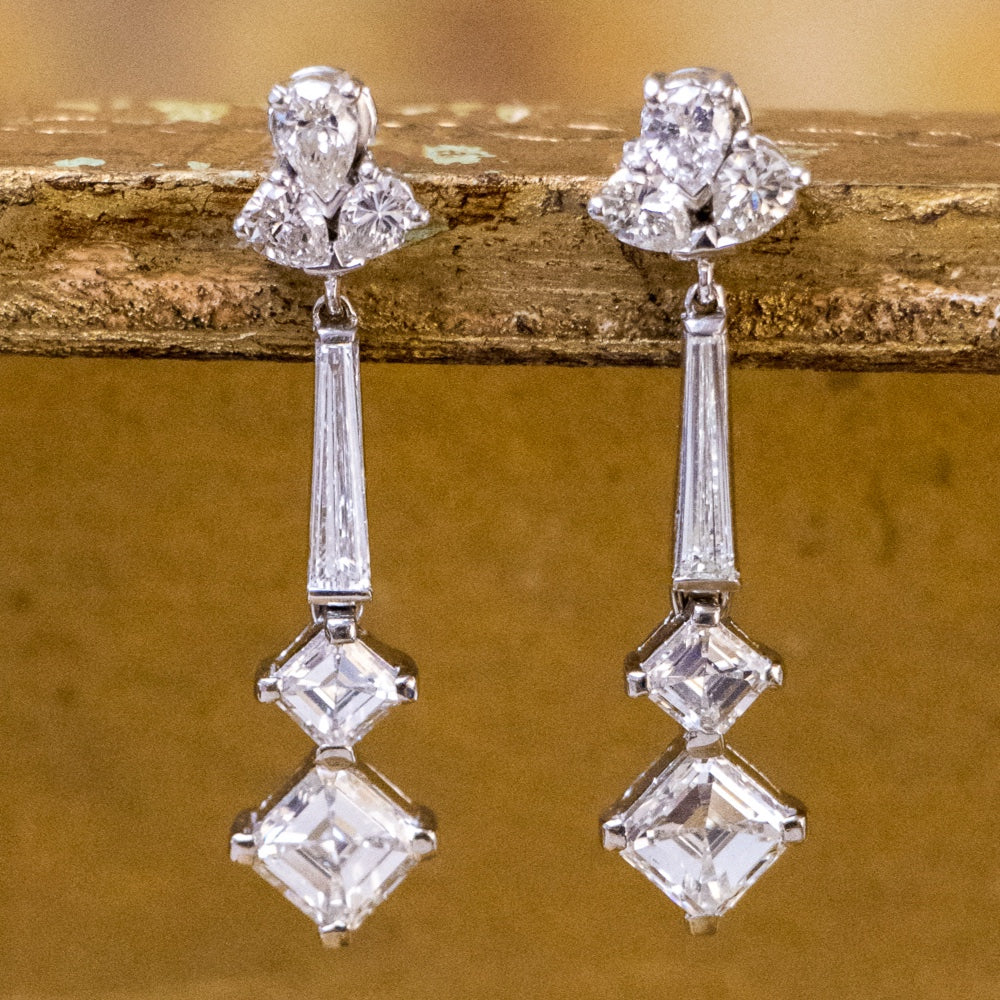 Mid-Century Diamond Dangle Earrings - GIA - 5