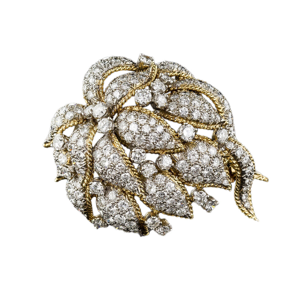 Mid-Century Diamond Flower Brooch - 7