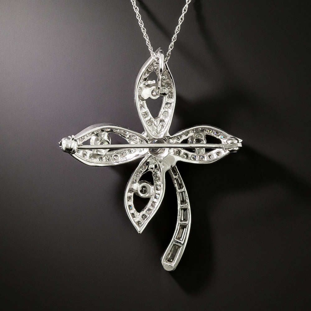 Mid-Century Diamond Flower Brooch/Pendant - 3