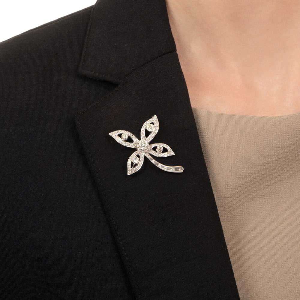 Mid-Century Diamond Flower Brooch/Pendant - 5