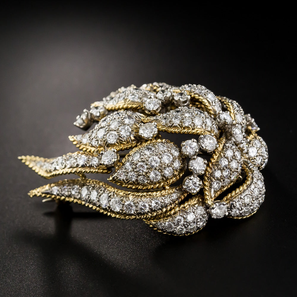 Mid-Century Diamond Flower Brooch - 10