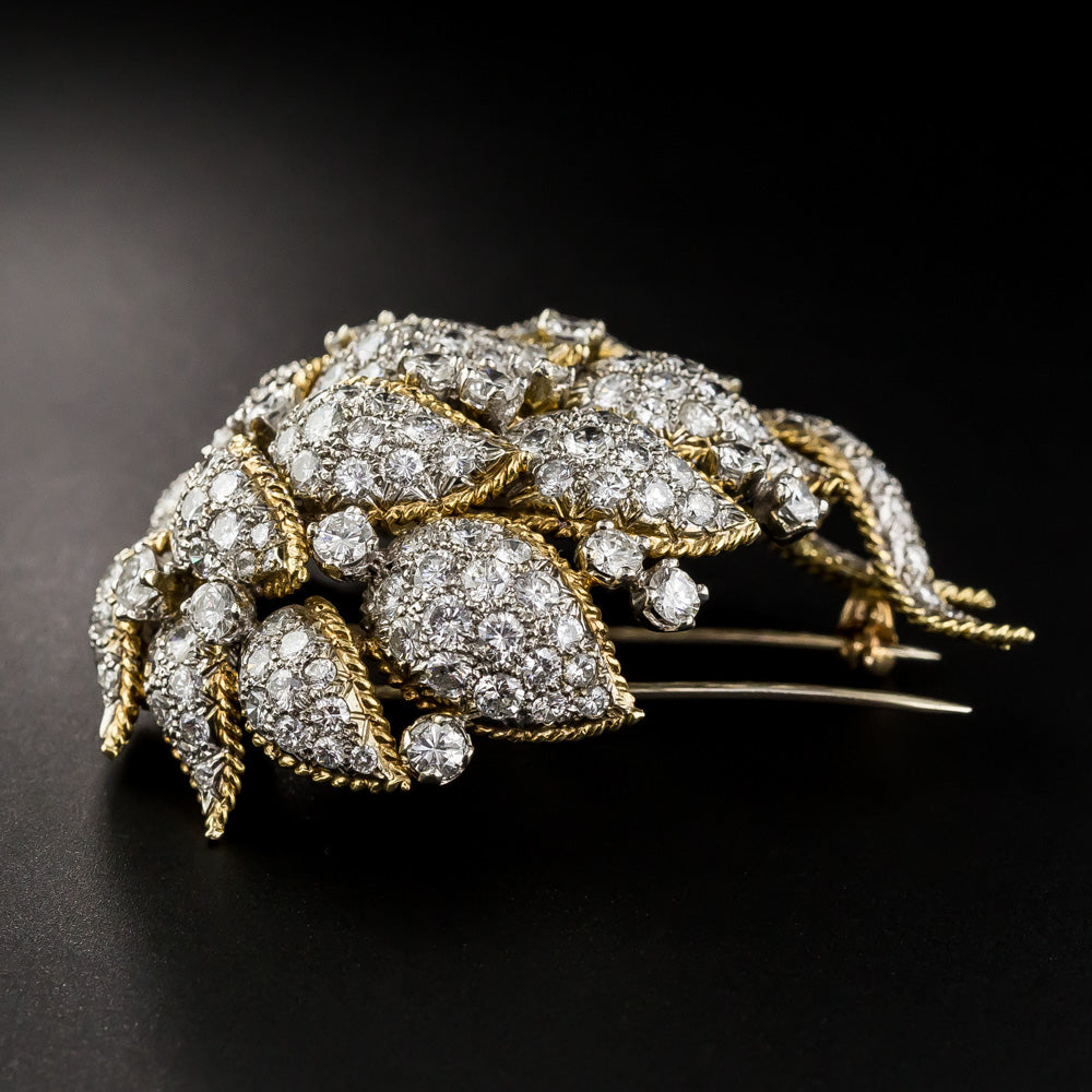 Mid-Century Diamond Flower Brooch - 11