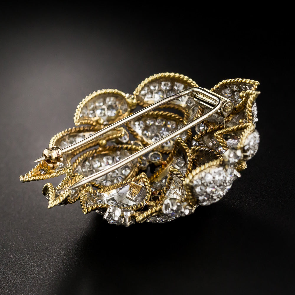 Mid-Century Diamond Flower Brooch - 12