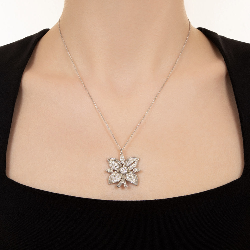 Mid-Century Diamond Flower Pendant - 6