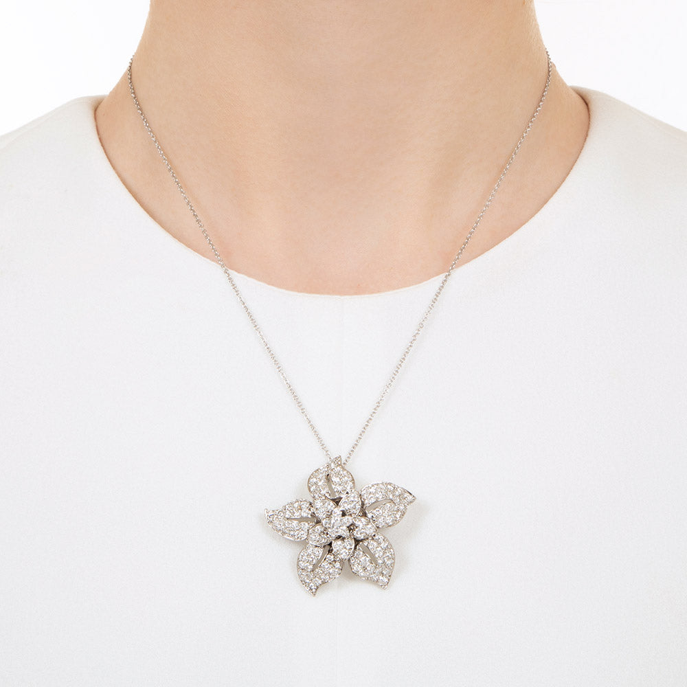 Mid-Century Diamond Flower Pendant - 3