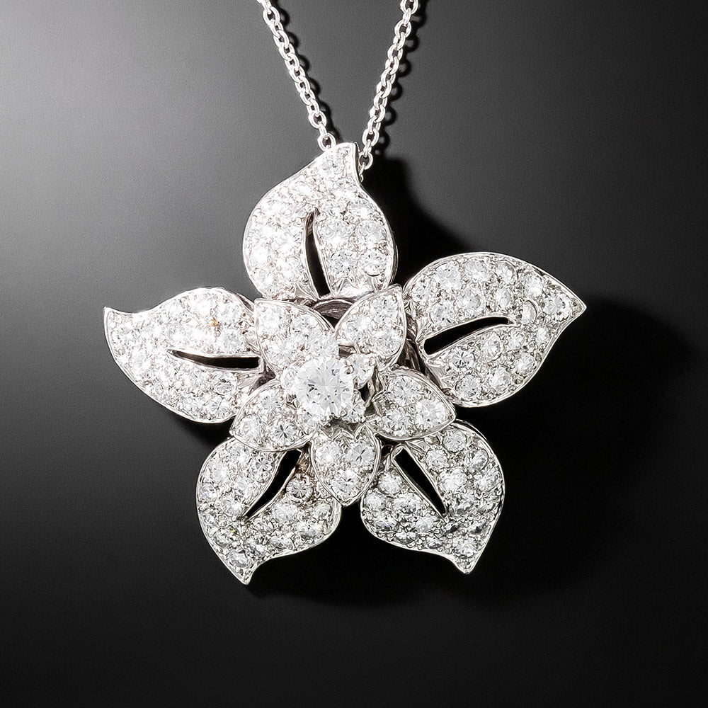 Mid-Century Diamond Flower Pendant - 2