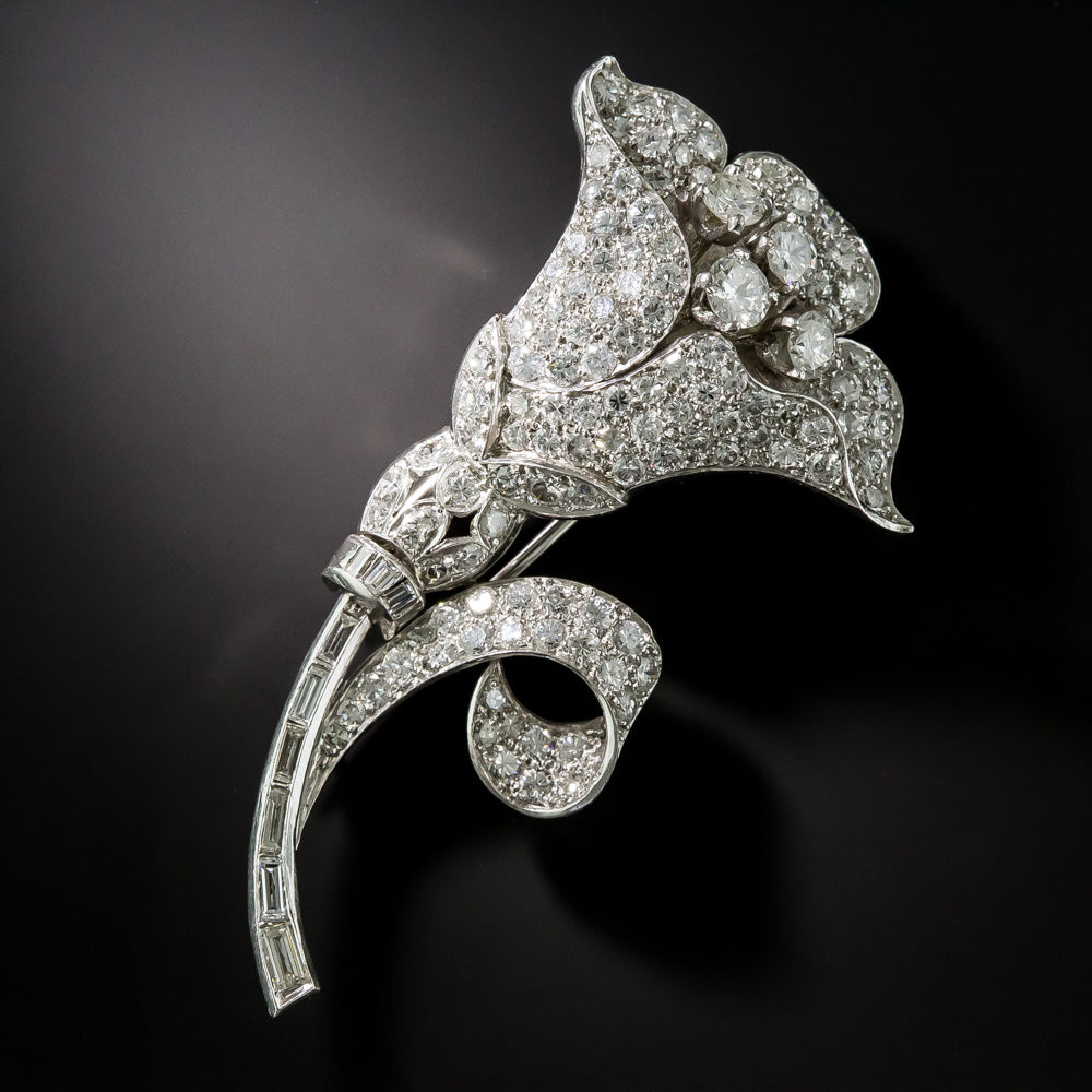 Mid-Century Diamond Lily Brooch - 6