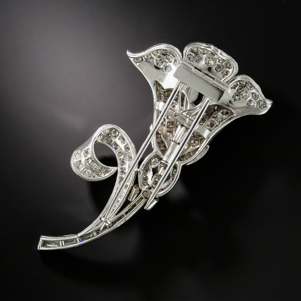 Mid-Century Diamond Lily Brooch - 7