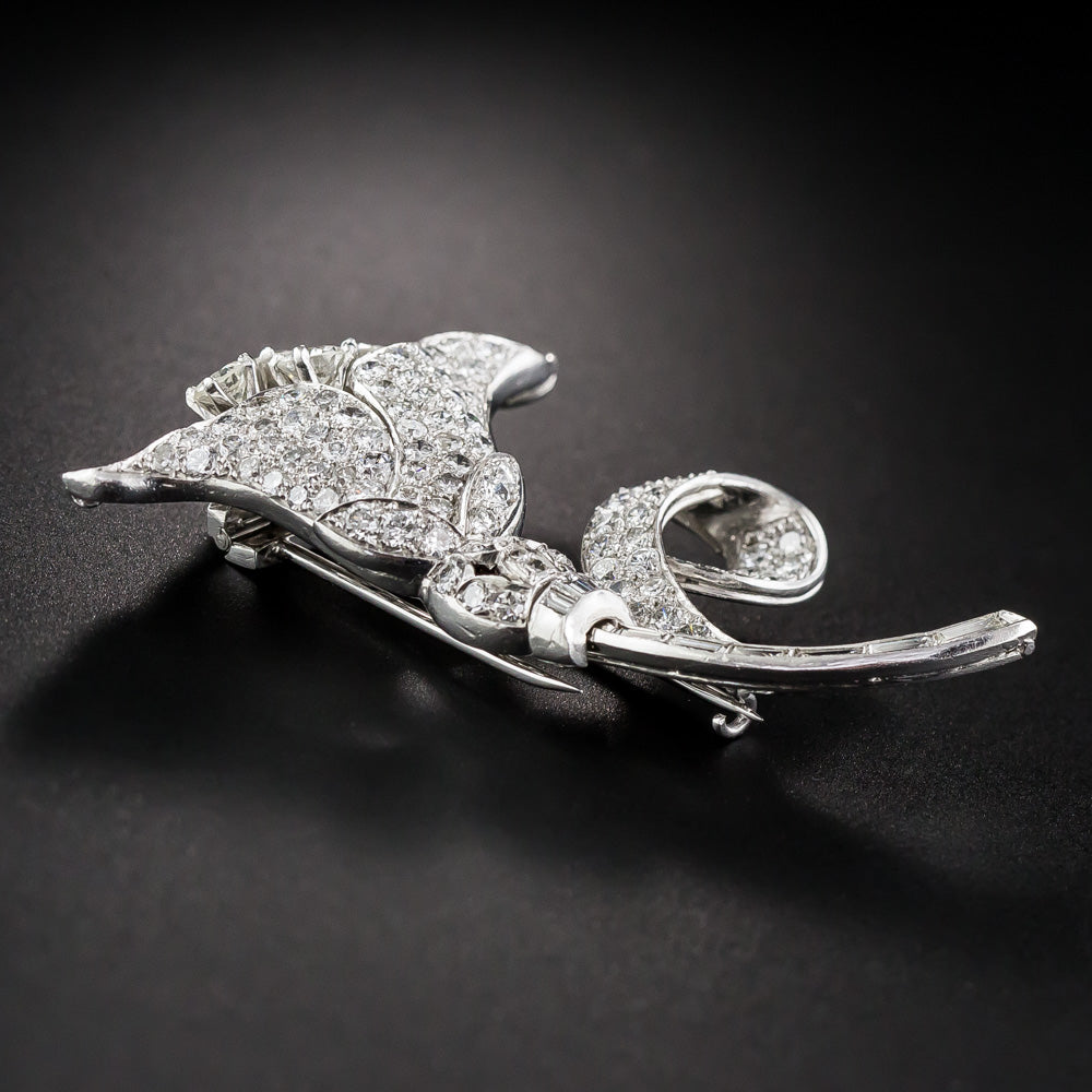 Mid-Century Diamond Lily Brooch - 8