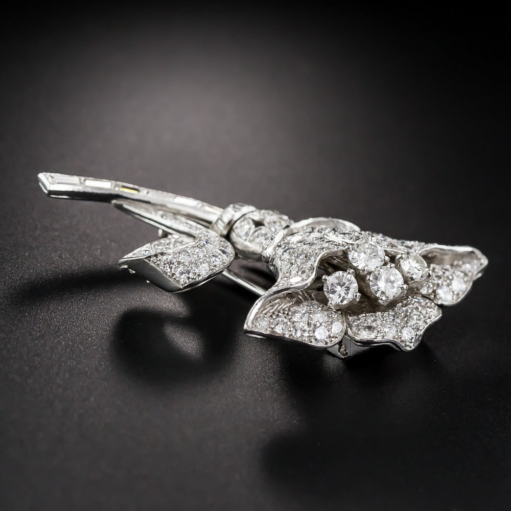 Mid-Century Diamond Lily Brooch - 9