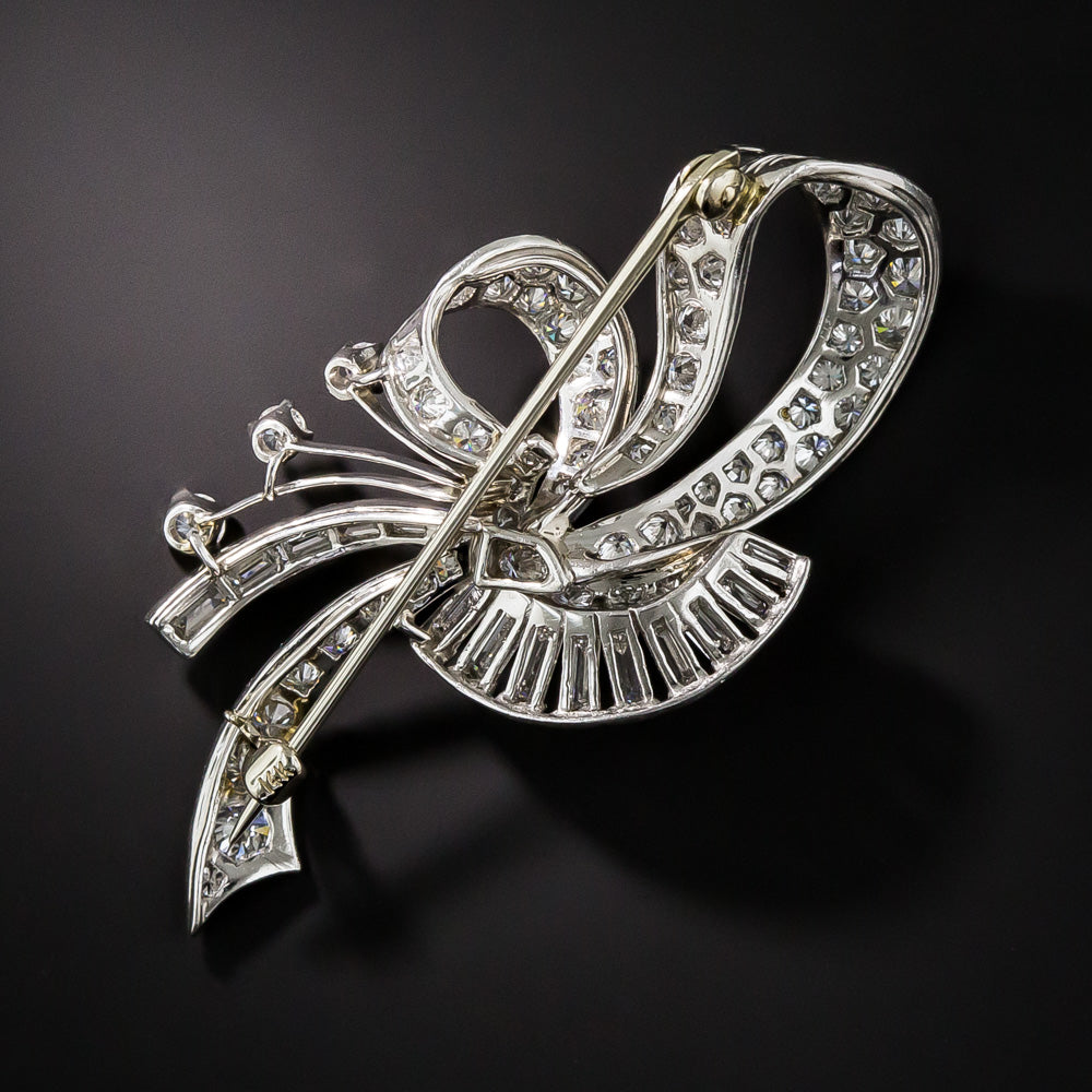 Mid-Century Diamond Ribbon Brooch - 7