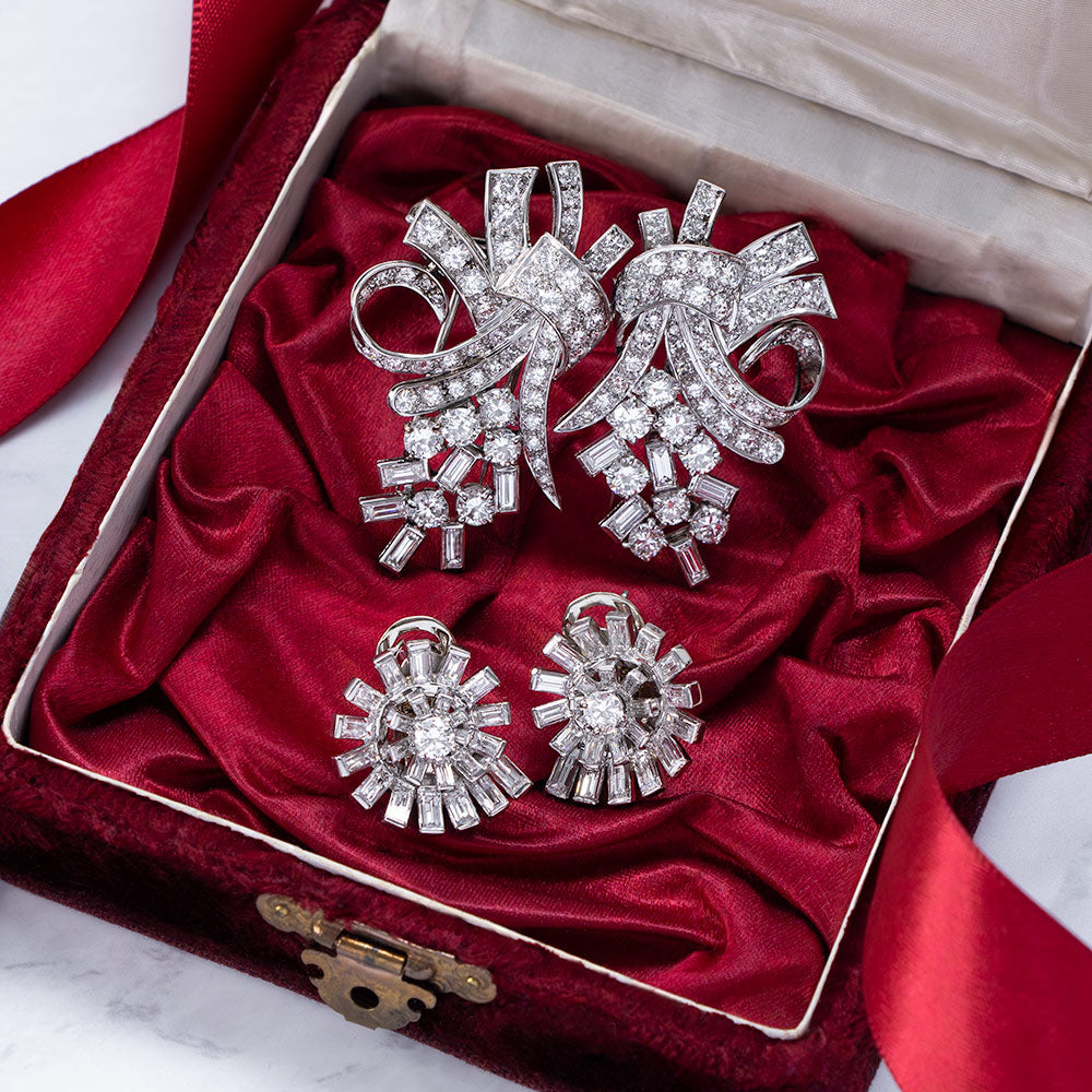 Mid-Century Diamond Spiral Earrings - 10