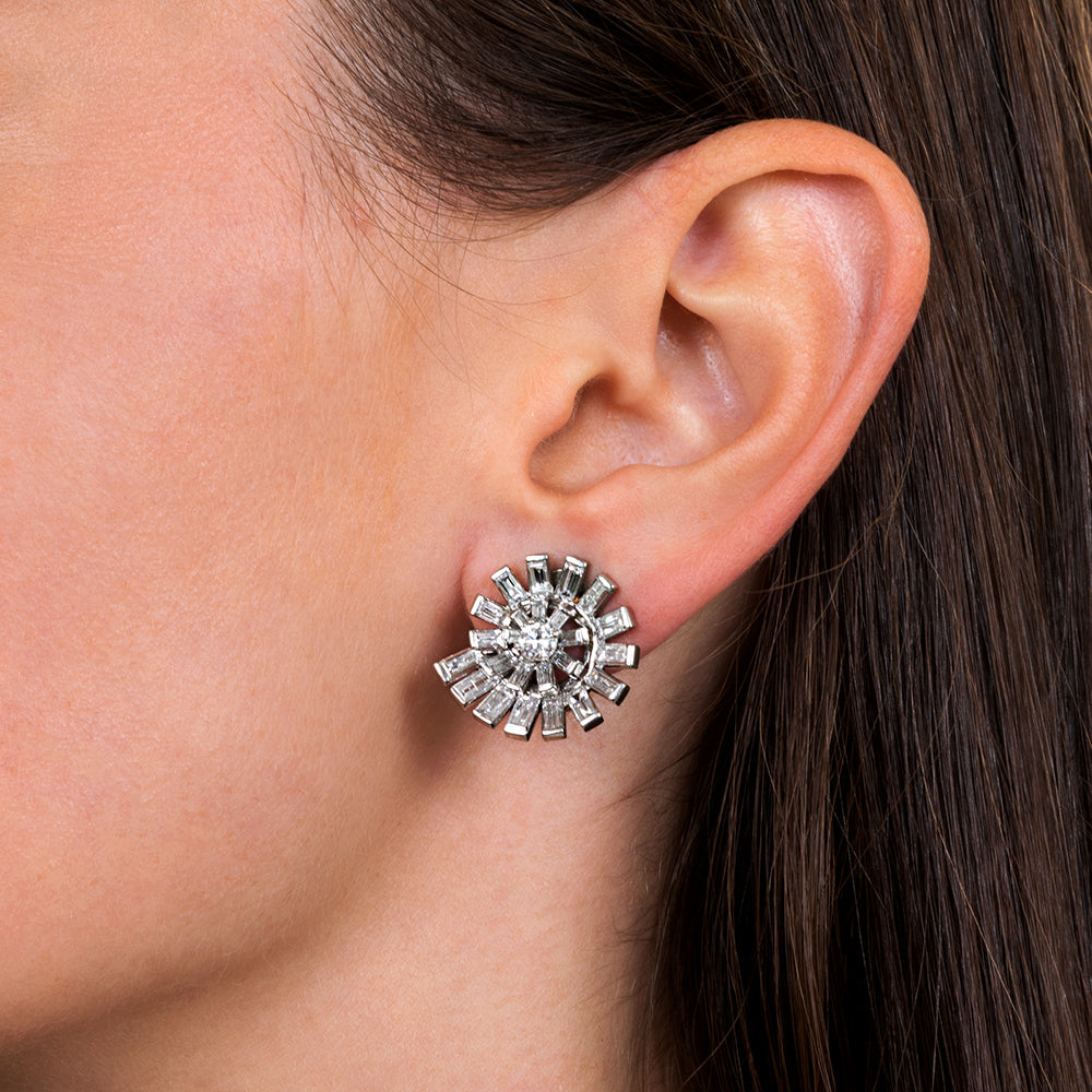 Mid-Century Diamond Spiral Earrings - 5