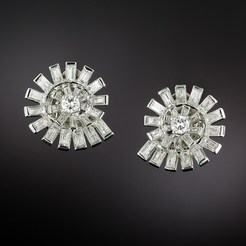 Mid-Century Diamond Spiral Earrings - 7