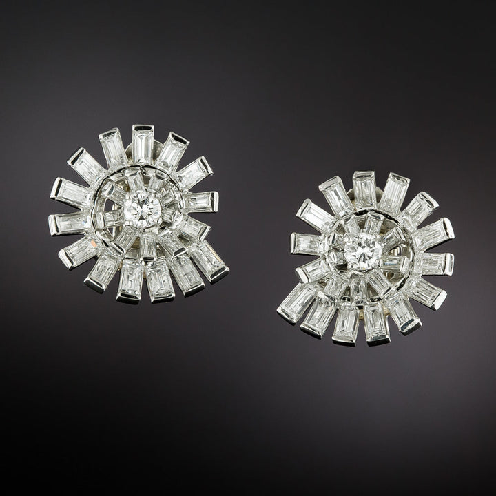 Mid-Century Diamond Spiral Earrings