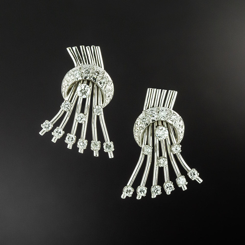Mid-Century Diamond Spray Earrings - 2