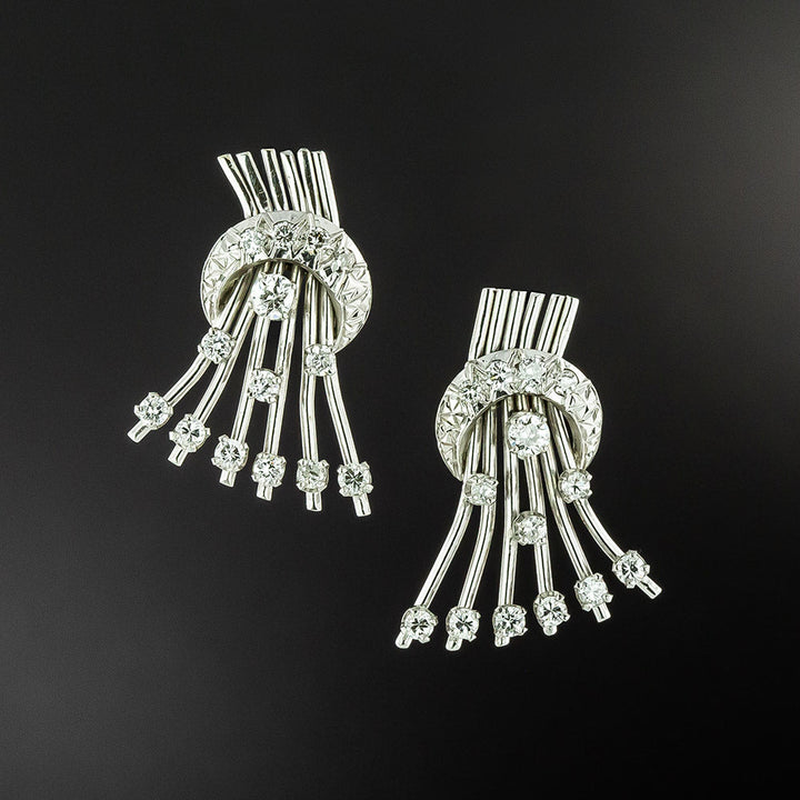 Mid-Century Diamond Spray Earrings