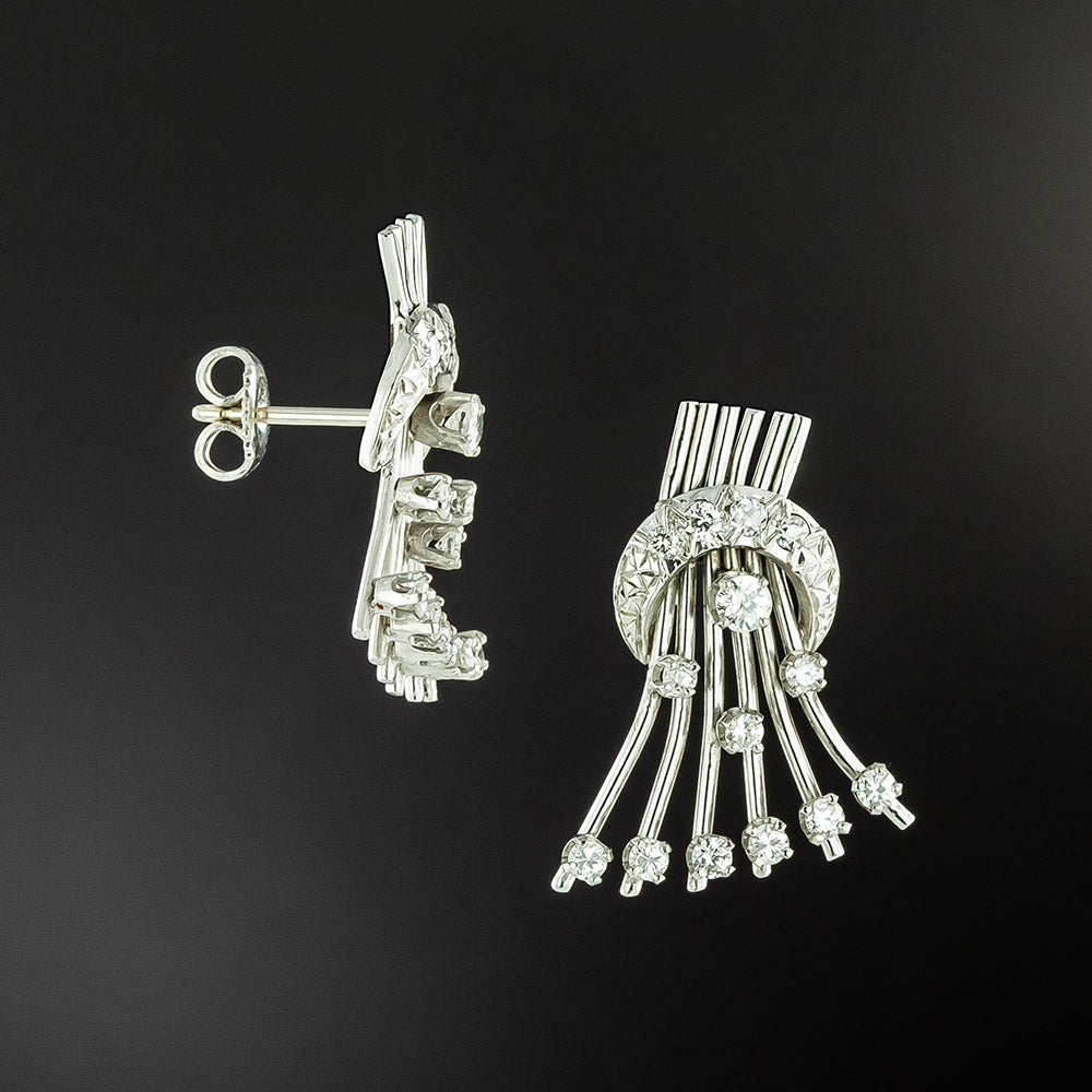 Mid-Century Diamond Spray Earrings - 3